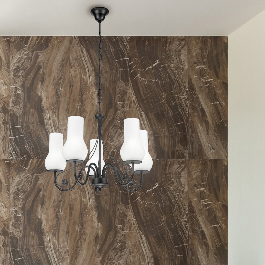 Brilagi - LED Lestenec na verigi COTTAGE 5xE14/40W/230V črna/bela