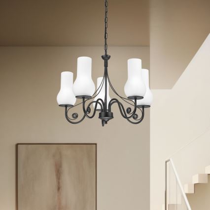 Brilagi - LED Lestenec na verigi COTTAGE 5xE14/40W/230V črna/bela