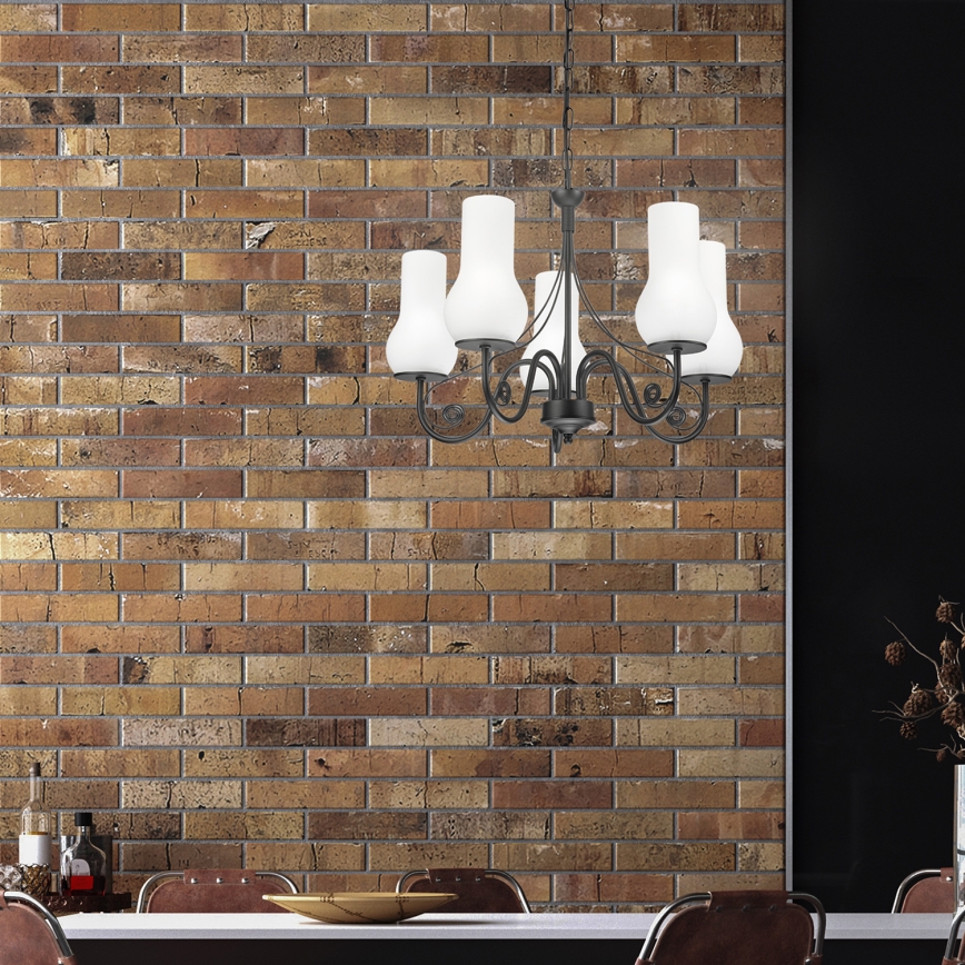 Brilagi - LED Lestenec na verigi COTTAGE 5xE14/40W/230V črna/bela