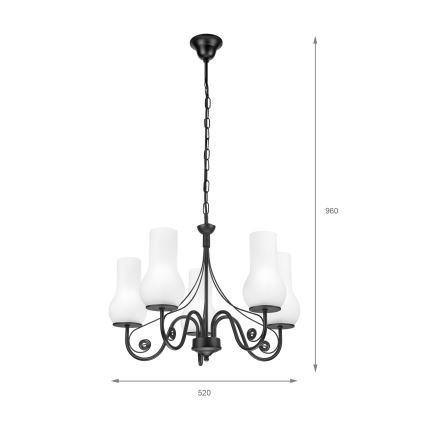 Brilagi - LED Lestenec na verigi COTTAGE 5xE14/40W/230V črna/bela