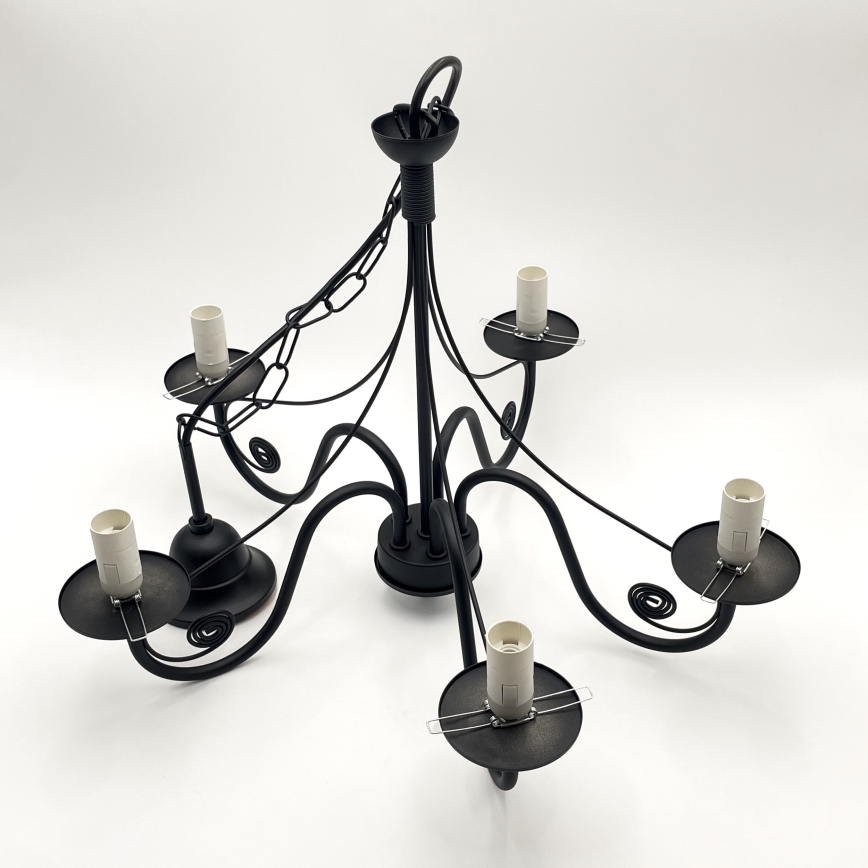 Brilagi - LED Lestenec na verigi COTTAGE 5xE14/40W/230V črna/rjava
