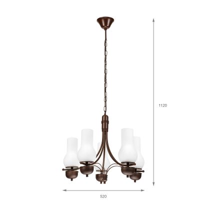 Brilagi - LED Lestenec na verigi COTTAGE 5xE14/40W/230V hrast/bela