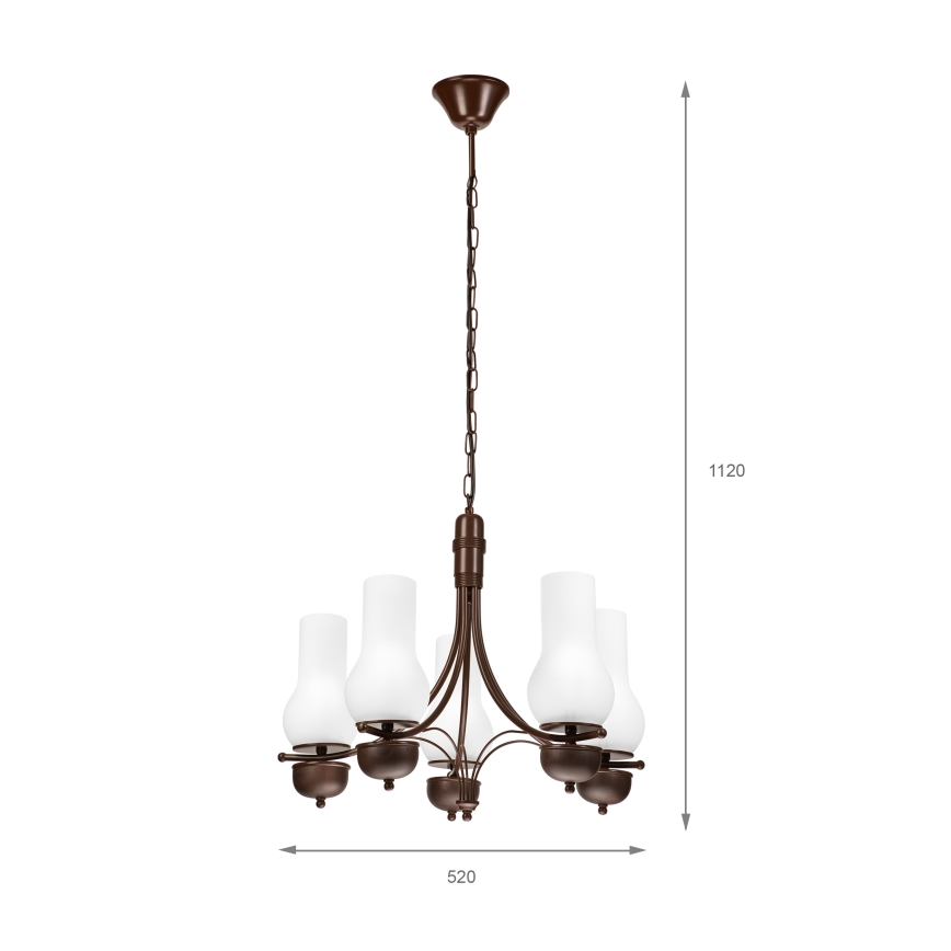 Brilagi - LED Lestenec na verigi COTTAGE 5xE14/40W/230V hrast/bela
