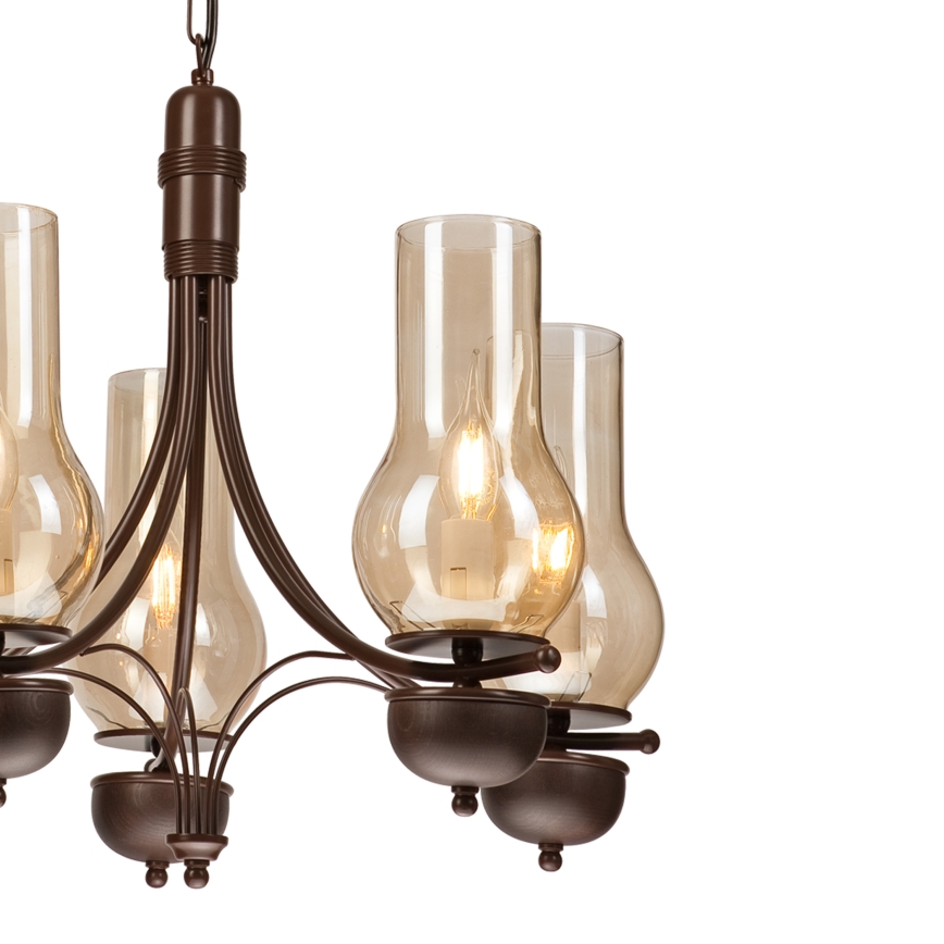 Brilagi - LED Lestenec na verigi COTTAGE 5xE14/40W/230V hrast/rjava