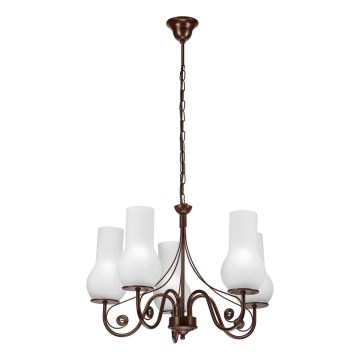 Brilagi - LED Lestenec na verigi COTTAGE 5xE14/40W/230V rjava/bela