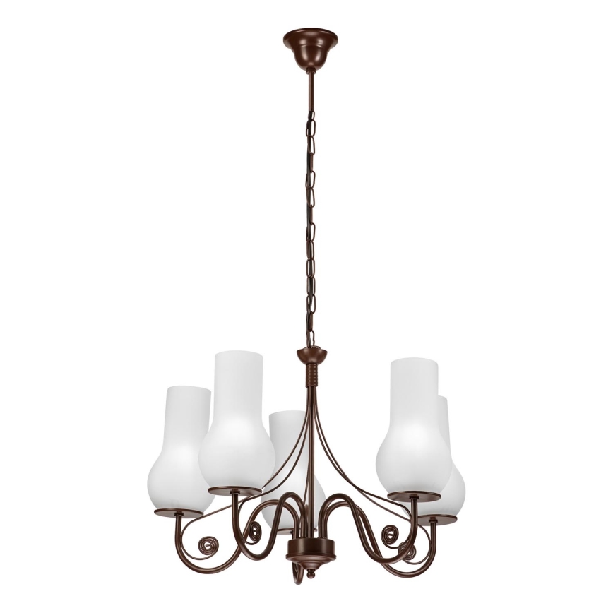 Brilagi - LED Lestenec na verigi COTTAGE 5xE14/40W/230V rjava/bela