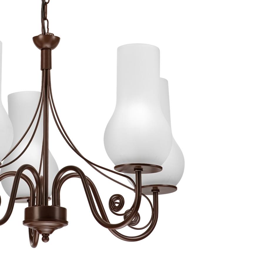 Brilagi - LED Lestenec na verigi COTTAGE 5xE14/40W/230V rjava/bela