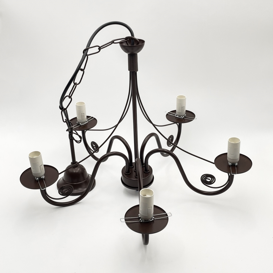 Brilagi - LED Lestenec na verigi COTTAGE 5xE14/40W/230V rjava/bela