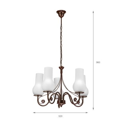 Brilagi - LED Lestenec na verigi COTTAGE 5xE14/40W/230V rjava/bela