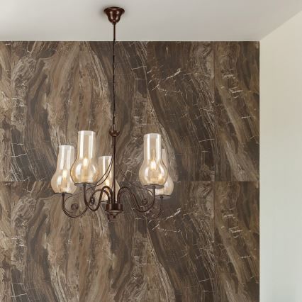 Brilagi - LED Lestenec na verigi COTTAGE 5xE14/40W/230V rjava