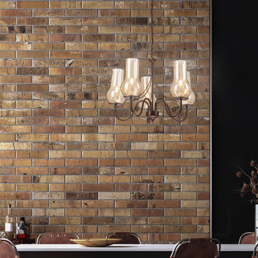 Brilagi - LED Lestenec na verigi COTTAGE 5xE14/40W/230V rjava