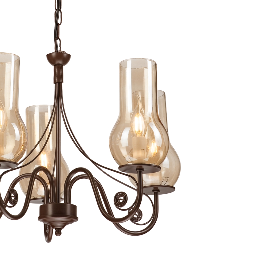 Brilagi - LED Lestenec na verigi COTTAGE 5xE14/40W/230V rjava