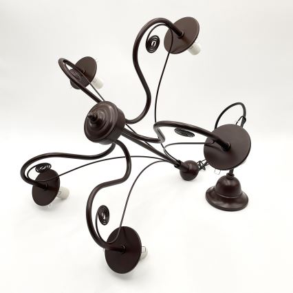 Brilagi - LED Lestenec na verigi COTTAGE 5xE14/40W/230V rjava