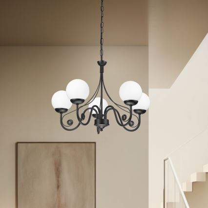 Brilagi - LED Lestenec na verigi COTTAGE 5xG9/40W/230V črna/bela