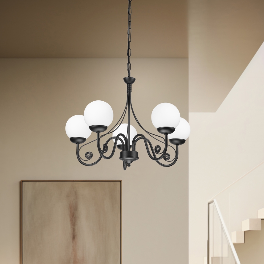 Brilagi - LED Lestenec na verigi COTTAGE 5xG9/40W/230V črna/bela
