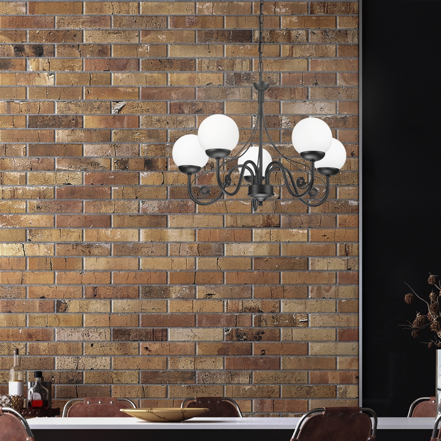 Brilagi - LED Lestenec na verigi COTTAGE 5xG9/40W/230V črna/bela