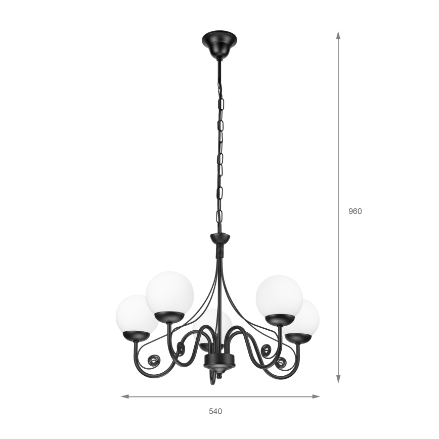 Brilagi - LED Lestenec na verigi COTTAGE 5xG9/40W/230V črna/bela