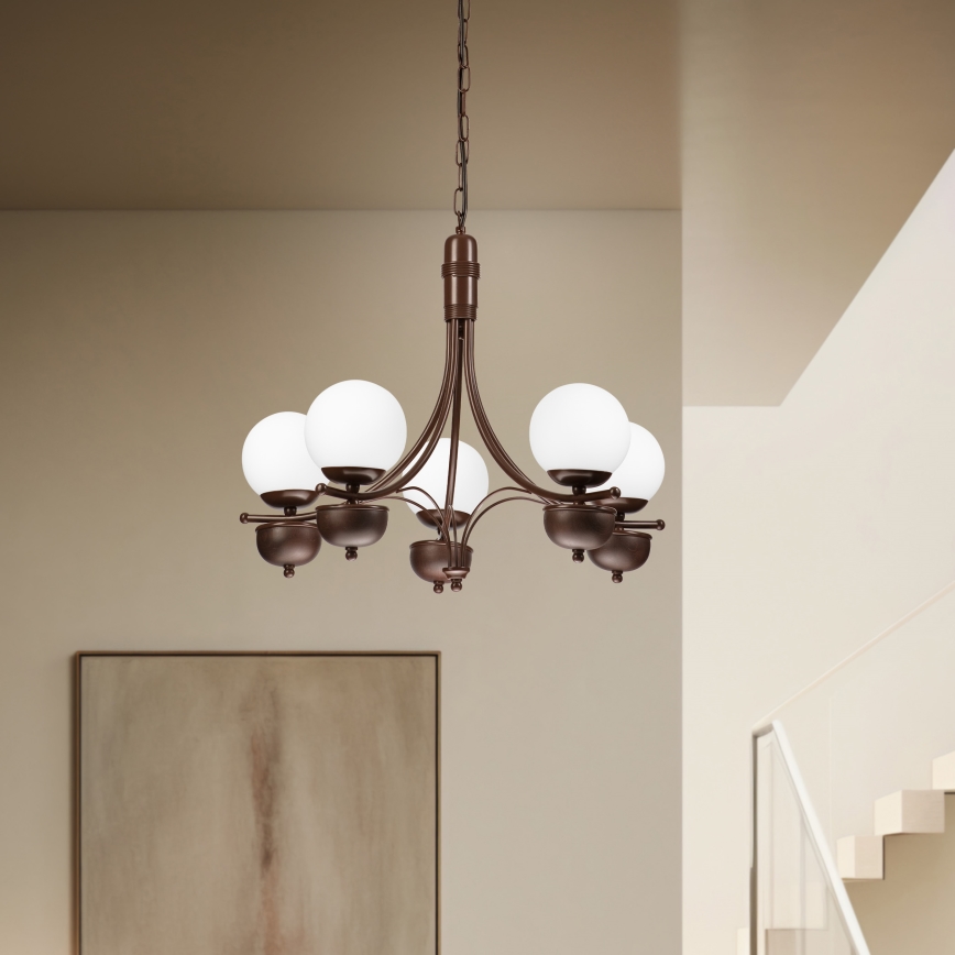 Brilagi - LED Lestenec na verigi COTTAGE 5xG9/40W/230V hrast/bela
