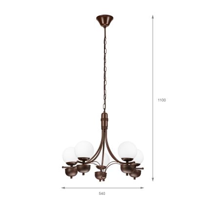 Brilagi - LED Lestenec na verigi COTTAGE 5xG9/40W/230V hrast/bela