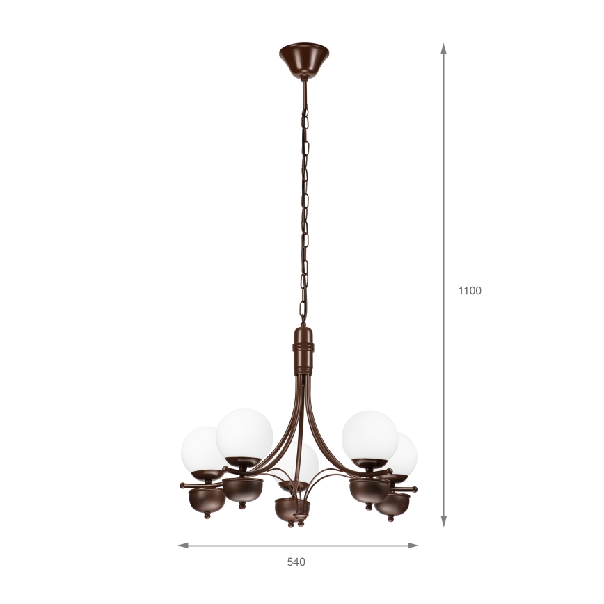 Brilagi - LED Lestenec na verigi COTTAGE 5xG9/40W/230V hrast/bela