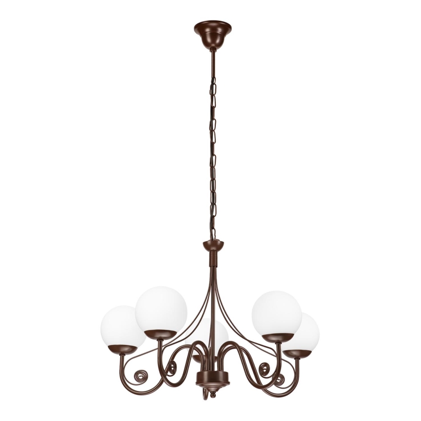 Brilagi - LED Lestenec na verigi COTTAGE 5xG9/40W/230V rjava/bela