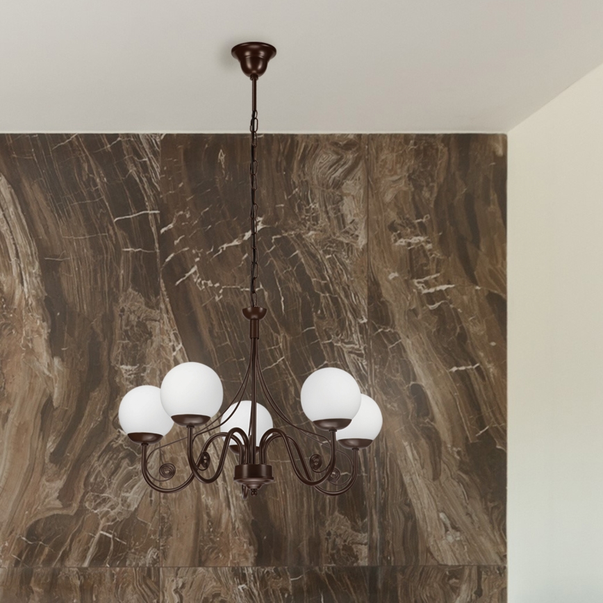 Brilagi - LED Lestenec na verigi COTTAGE 5xG9/40W/230V rjava/bela