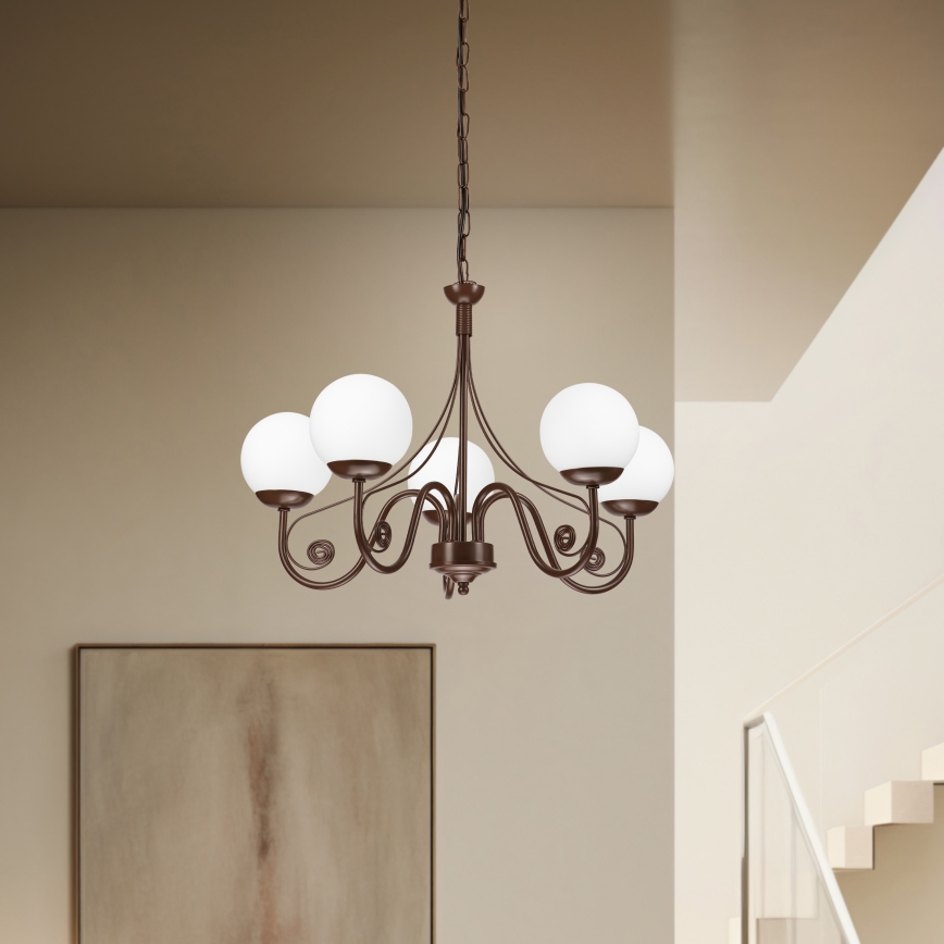 Brilagi - LED Lestenec na verigi COTTAGE 5xG9/40W/230V rjava/bela