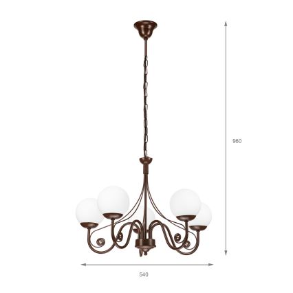 Brilagi - LED Lestenec na verigi COTTAGE 5xG9/40W/230V rjava/bela