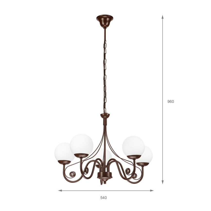 Brilagi - LED Lestenec na verigi COTTAGE 5xG9/40W/230V rjava/bela