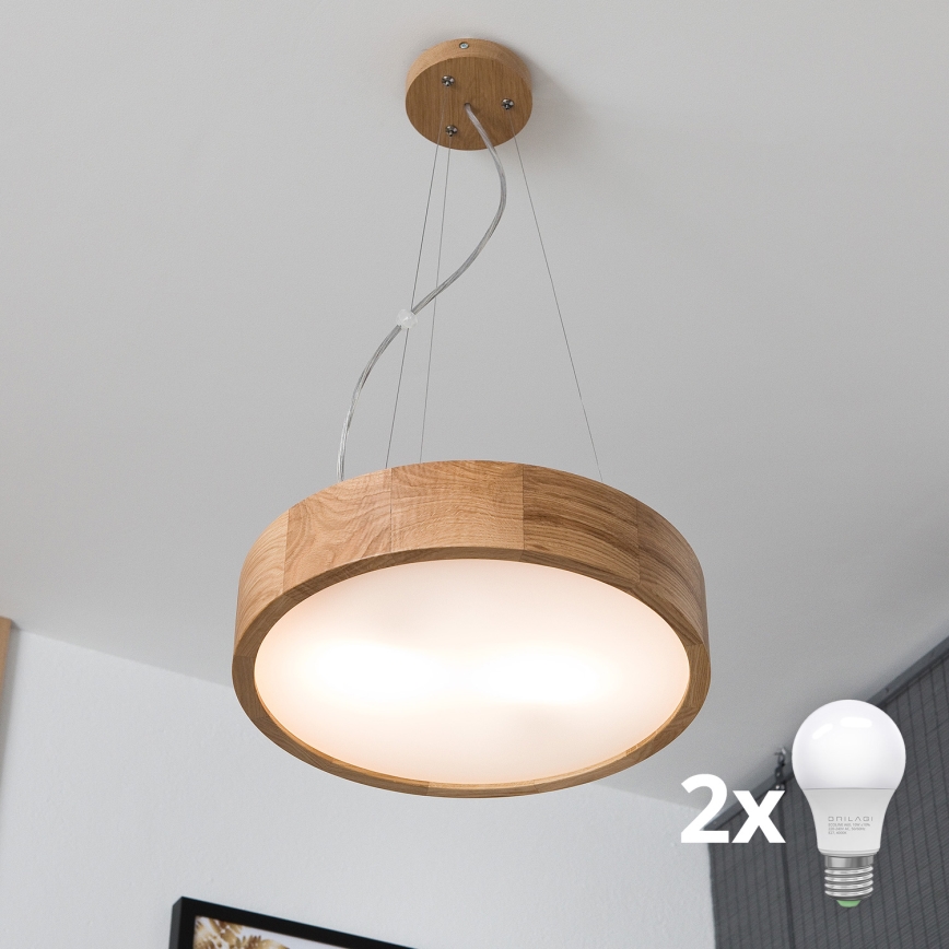 Brilagi - LED Lestenec na vrvici CARVALHO 2xE27/60W/230V hrast pr. 37 cm