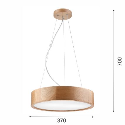 Brilagi - LED Lestenec na vrvici CARVALHO 2xE27/60W/230V hrast pr. 37 cm