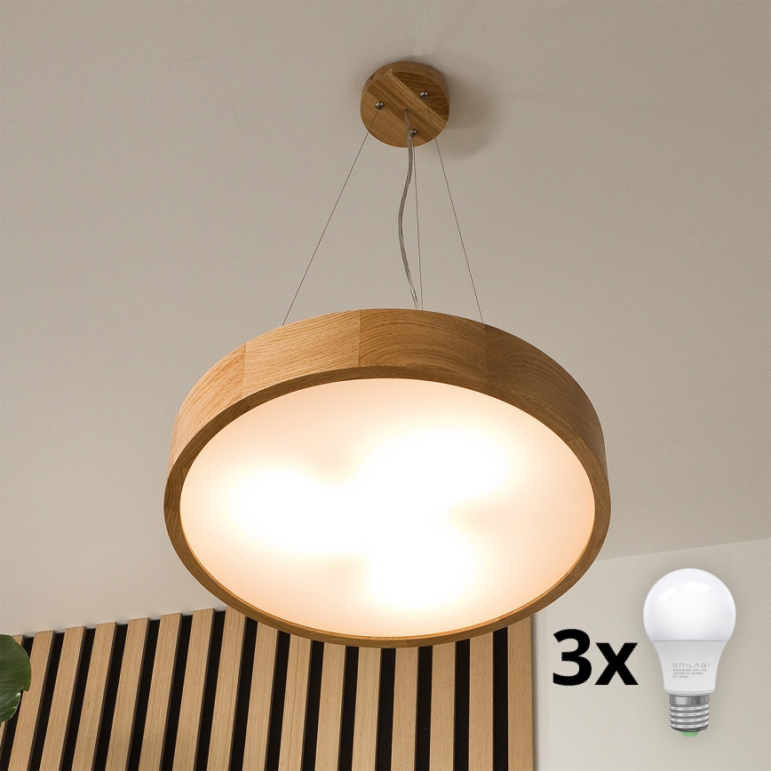 Brilagi - LED Lestenec na vrvici CARVALHO 3xE27/60W/230V hrast pr. 47,5 cm
