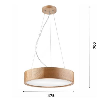 Brilagi - LED Lestenec na vrvici CARVALHO 3xE27/60W/230V hrast pr. 47,5 cm