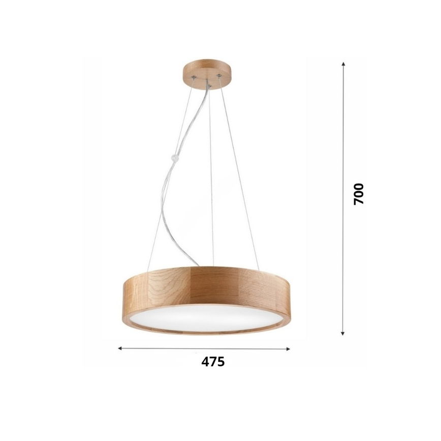 Brilagi - LED Lestenec na vrvici CARVALHO 3xE27/60W/230V hrast pr. 47,5 cm