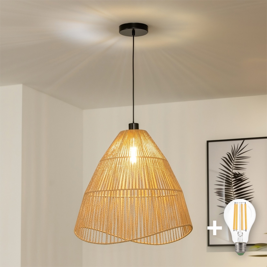 Brilagi - LED lestenec na vrvici CERIA BOHO 1xE27/40W/230V pr. 70 cm rjava