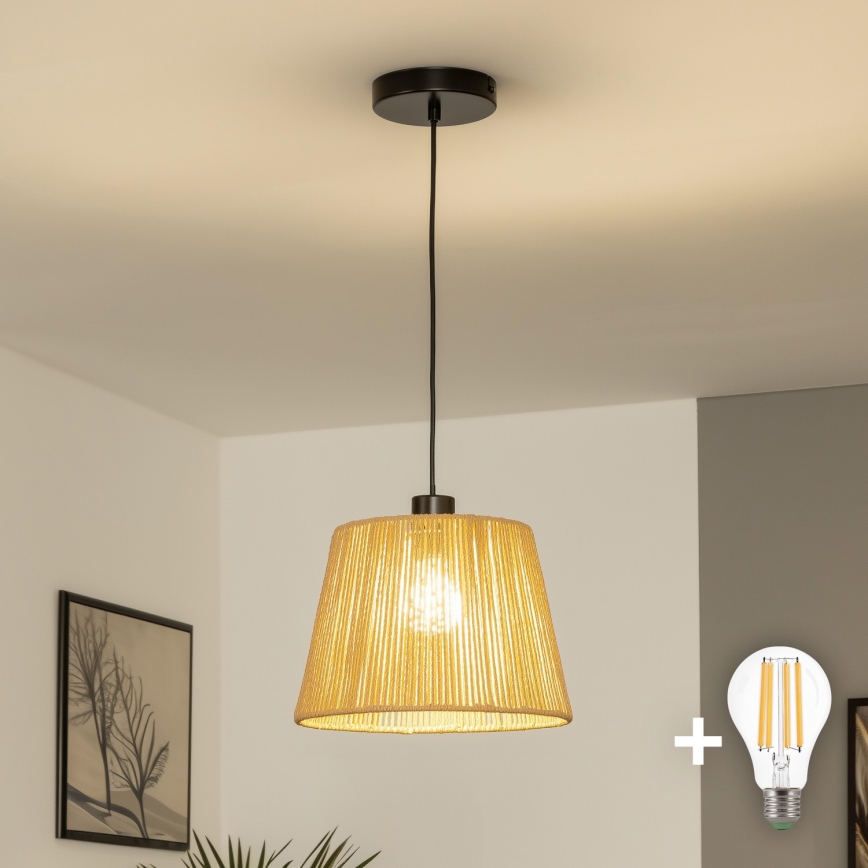 Brilagi - LED lestenec na vrvici CERIA BOHO 1xE27/40W/230V premer 28 cm rjav