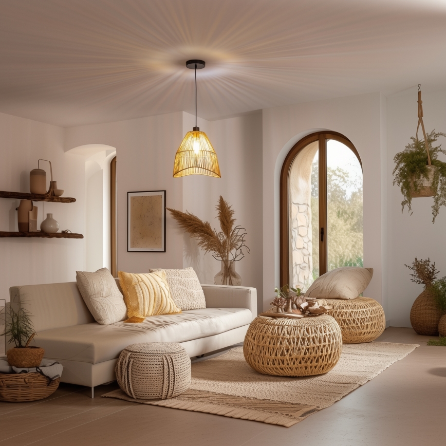 Brilagi - LED lestenec na vrvici CERIA BOHO 1xE27/40W/230V premer 30 cm rjava