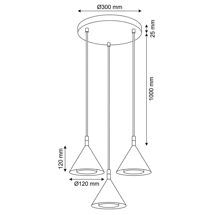BRILAGI - LED Lestenec na vrvici CONE TRIPLE ROUND 3xGX53/15W/230V bela
