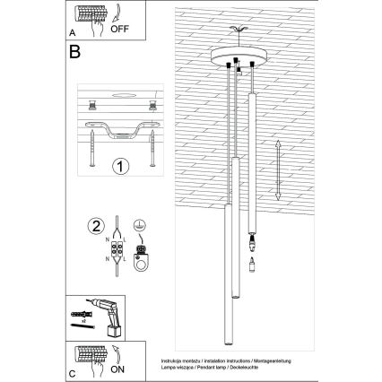 Brilagi -  LED Lestenec na vrvici DRIFA 3xG9/4W/230V črna