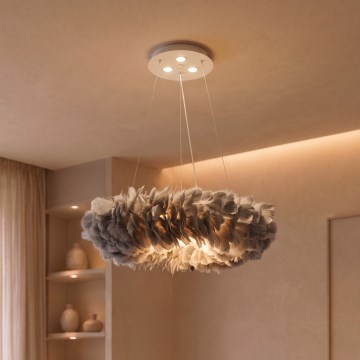 Brilagi - LED lestenec na vrvici FEATHER 3xE27/40W/230V + 3xLED/3W, premer 50 cm, siva