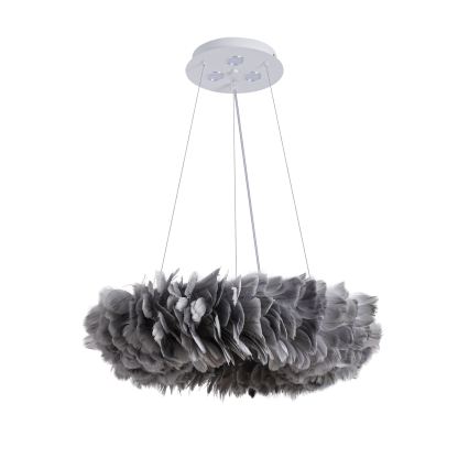 Brilagi - LED lestenec na vrvici FEATHER 3xE27/40W/230V + 3xLED/3W, premer 50 cm, siva