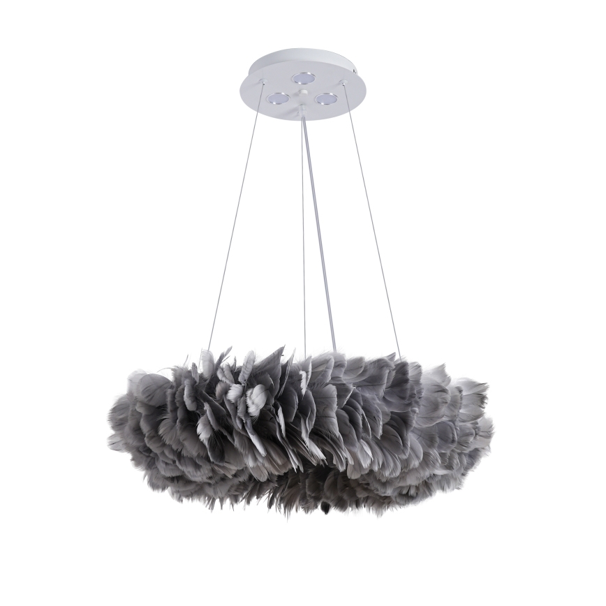 Brilagi - LED lestenec na vrvici FEATHER 3xE27/40W/230V + 3xLED/3W, premer 50 cm, siva