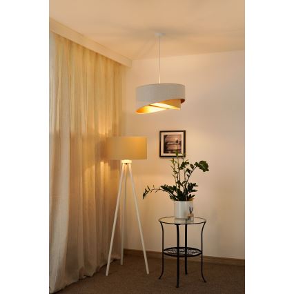 Brilagi - LED Lestenec na vrvici LYRA 1xE27/15W/230V bela/bež/zlata