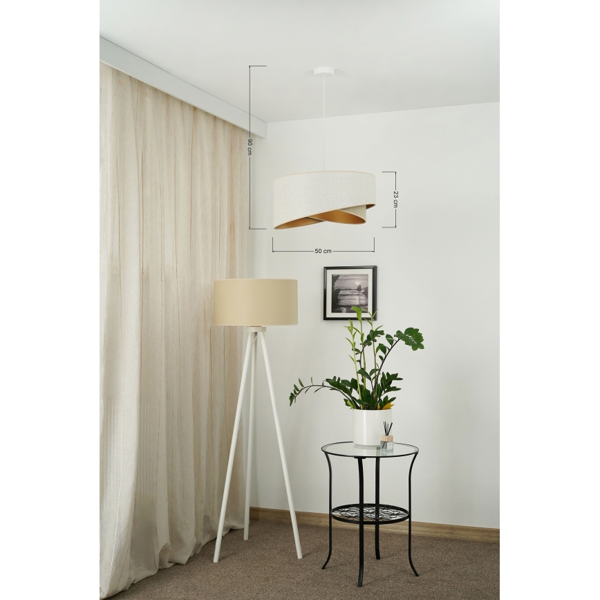 Brilagi - LED Lestenec na vrvici LYRA 1xE27/15W/230V bela/bež/zlata