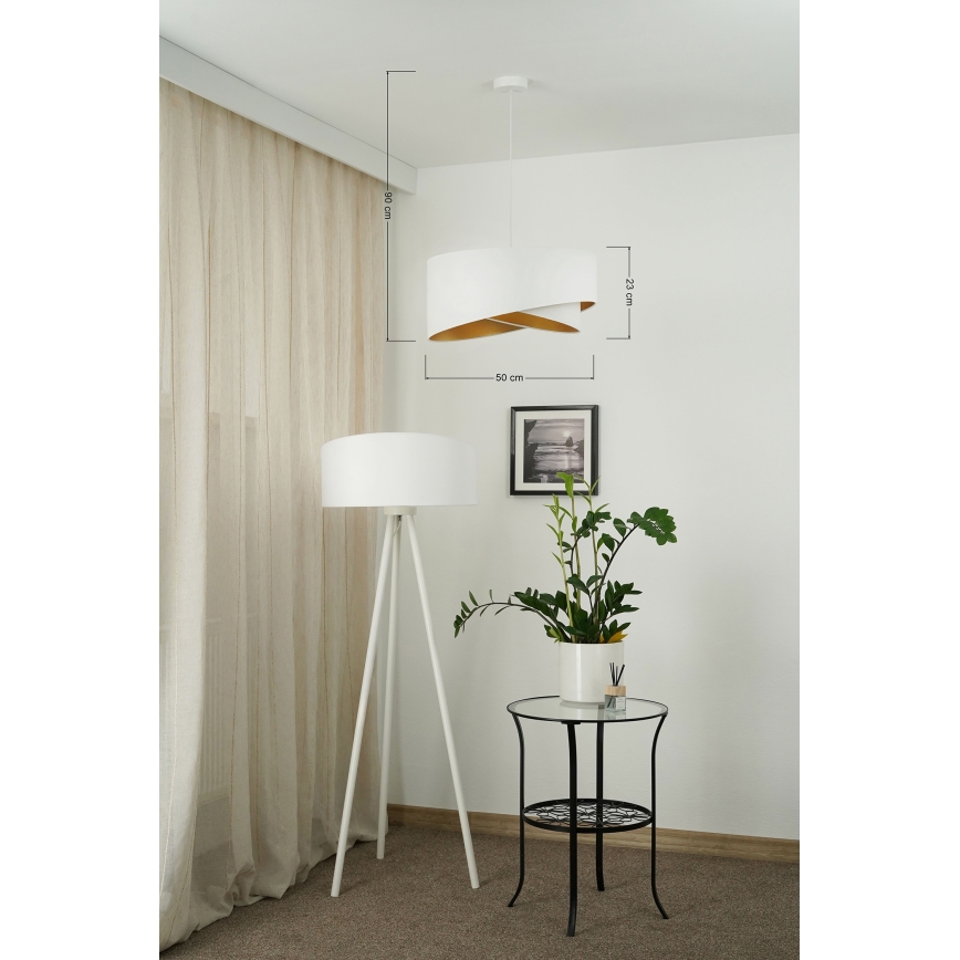 Brilagi - LED Lestenec na vrvici LYRA 1xE27/15W/230V bela/zlata