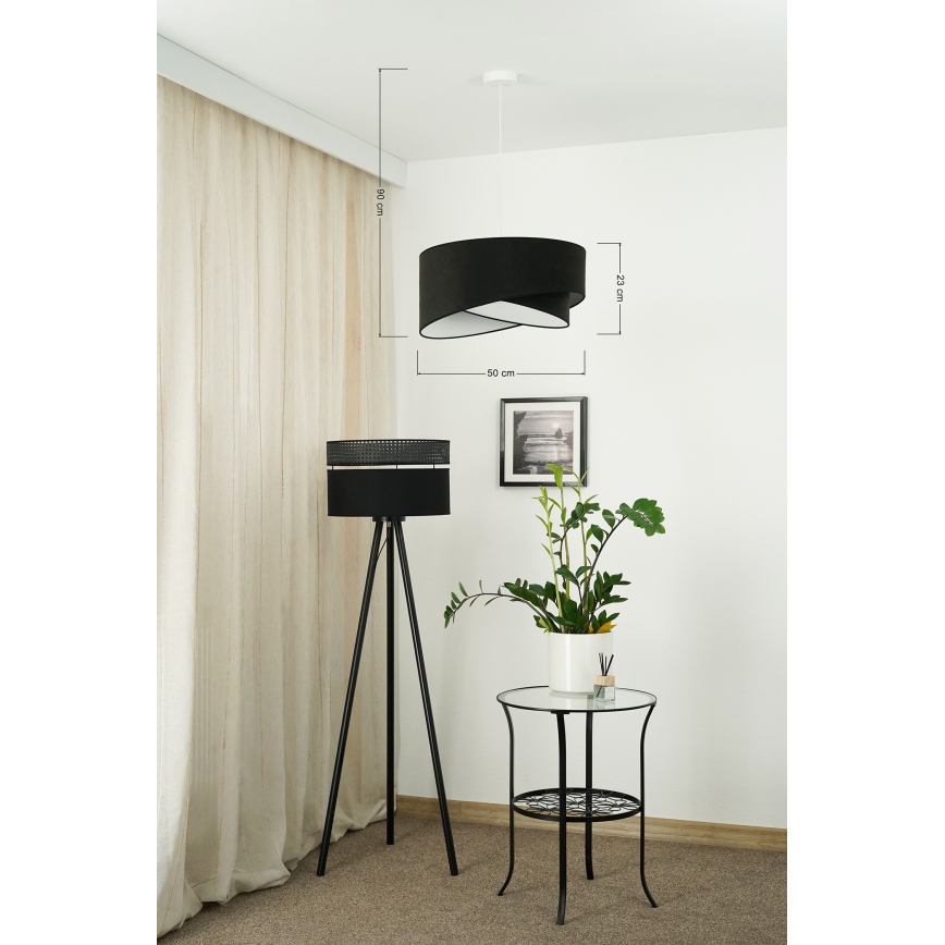 Brilagi - LED Lestenec na vrvici LYRA 1xE27/15W/230V črna/bela