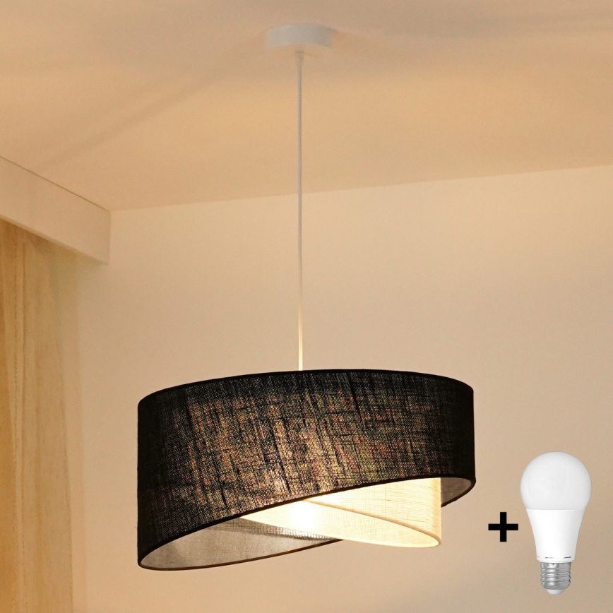 Brilagi - LED Lestenec na vrvici LYRA 1xE27/15W/230V črna/krem barva