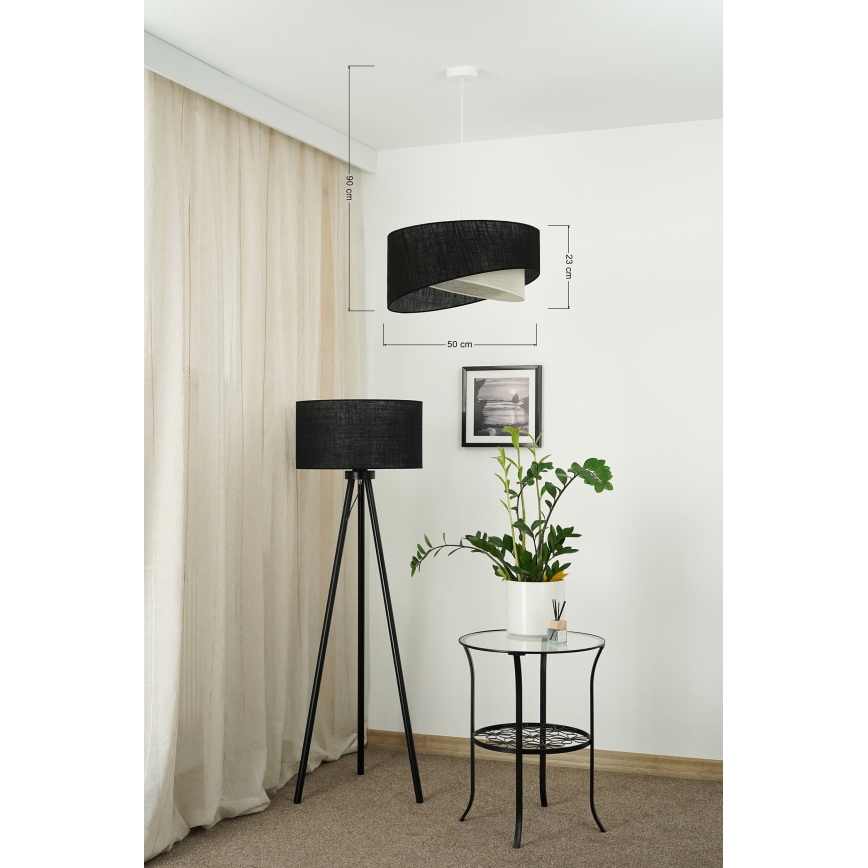 Brilagi - LED Lestenec na vrvici LYRA 1xE27/15W/230V črna/krem barva