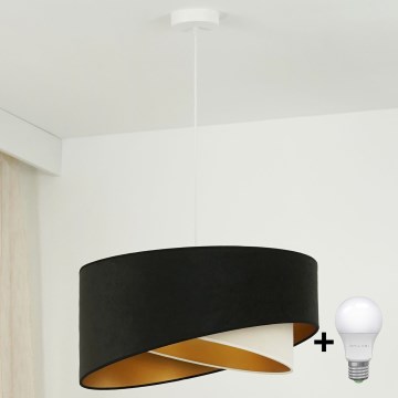 Brilagi - LED Lestenec na vrvici LYRA 1xE27/15W/230V črna/krem barva/zlata