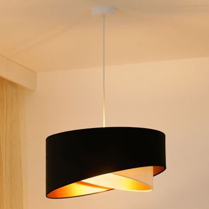 Brilagi - LED Lestenec na vrvici LYRA 1xE27/15W/230V črna/krem barva/zlata